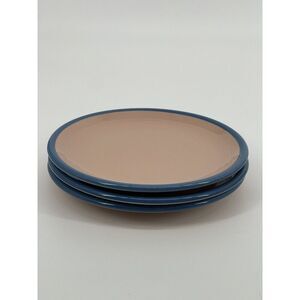 Set Of 3 Rio Century Stoneware Salad Side Plates Japan Pink Blue Vintage 7.5”